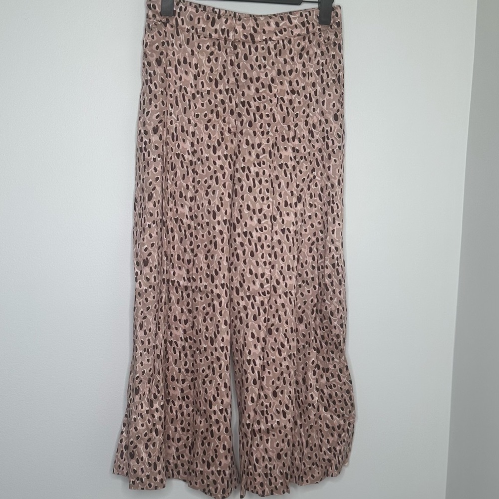 Anthropologie Isobel Wide Leg Pleated Leopard Print Pants - Picture 2 of 9